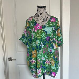 First Love Vibrant Green Floral Blouse